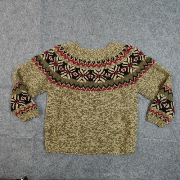 Eddie Bauer Sweater Womens Small Fair Isle Nordic Ski Knit Old Money Wool Crew - Picture 6 of 10